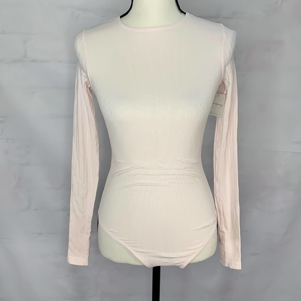 NWOT Free People Seams to me pink Long Sleeve Bodysuit - Picture 2 of 11